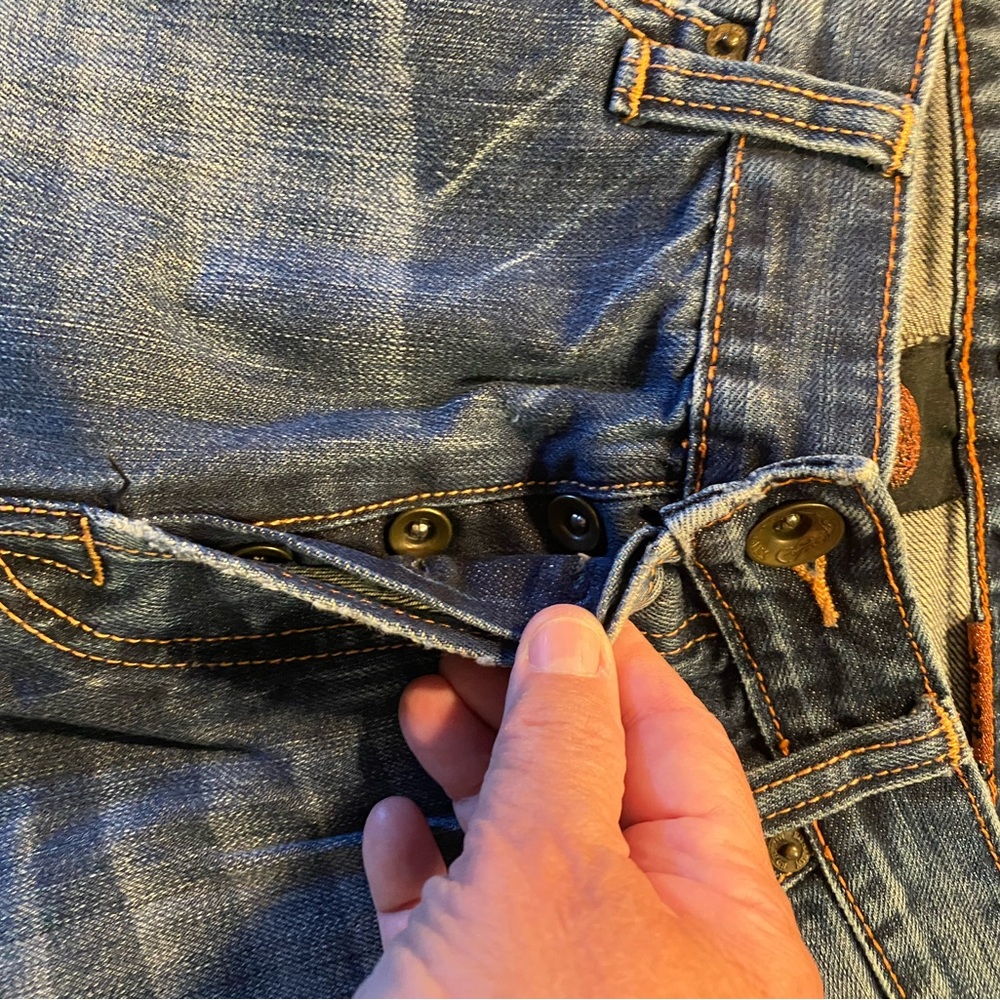 Ed Hardy Blue Jeans with Skull and Rose Embroidery - Picture 3 of 12